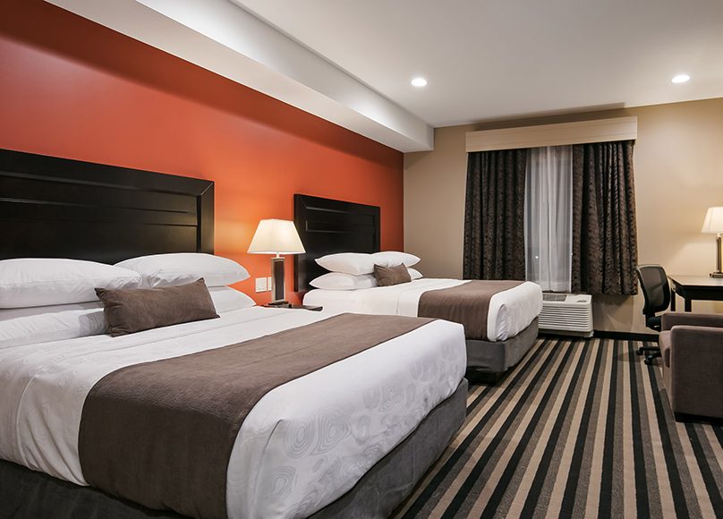 A picture of a hotel room